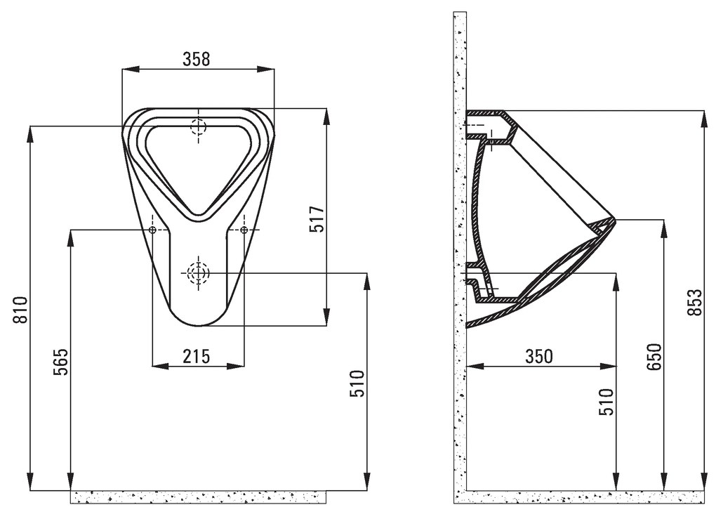 Deante Peonia, závesný pisoár 520x400x400 mm so zadným pripojením vody, biela, CDE_6P2W