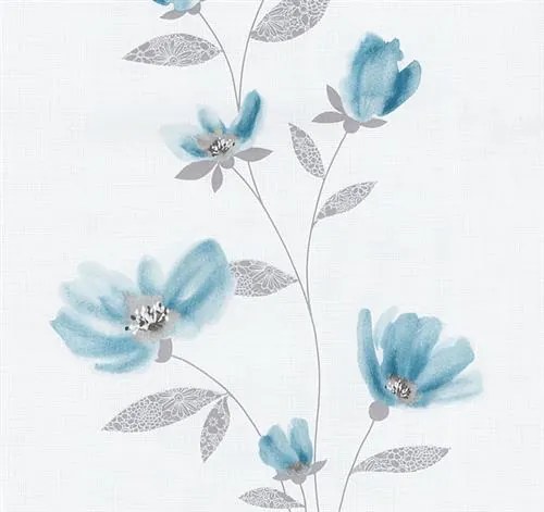 Vliesové tapety, kvety modré, Blues 1348840, P+S International, rozmer 10,05 m x 0,53 m