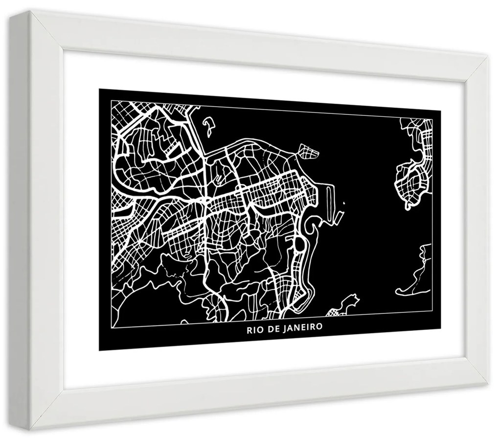 Gario Plagát Plán mesta Rio de Janeiro Farba rámu: Bez rámu, Rozmery: 30 x 20 cm
