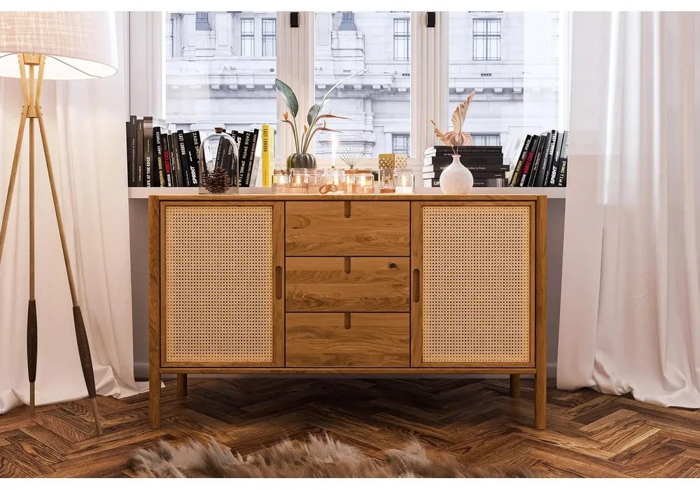 Nízka komoda z dubového dreva 142x84 cm Pola - The Beds