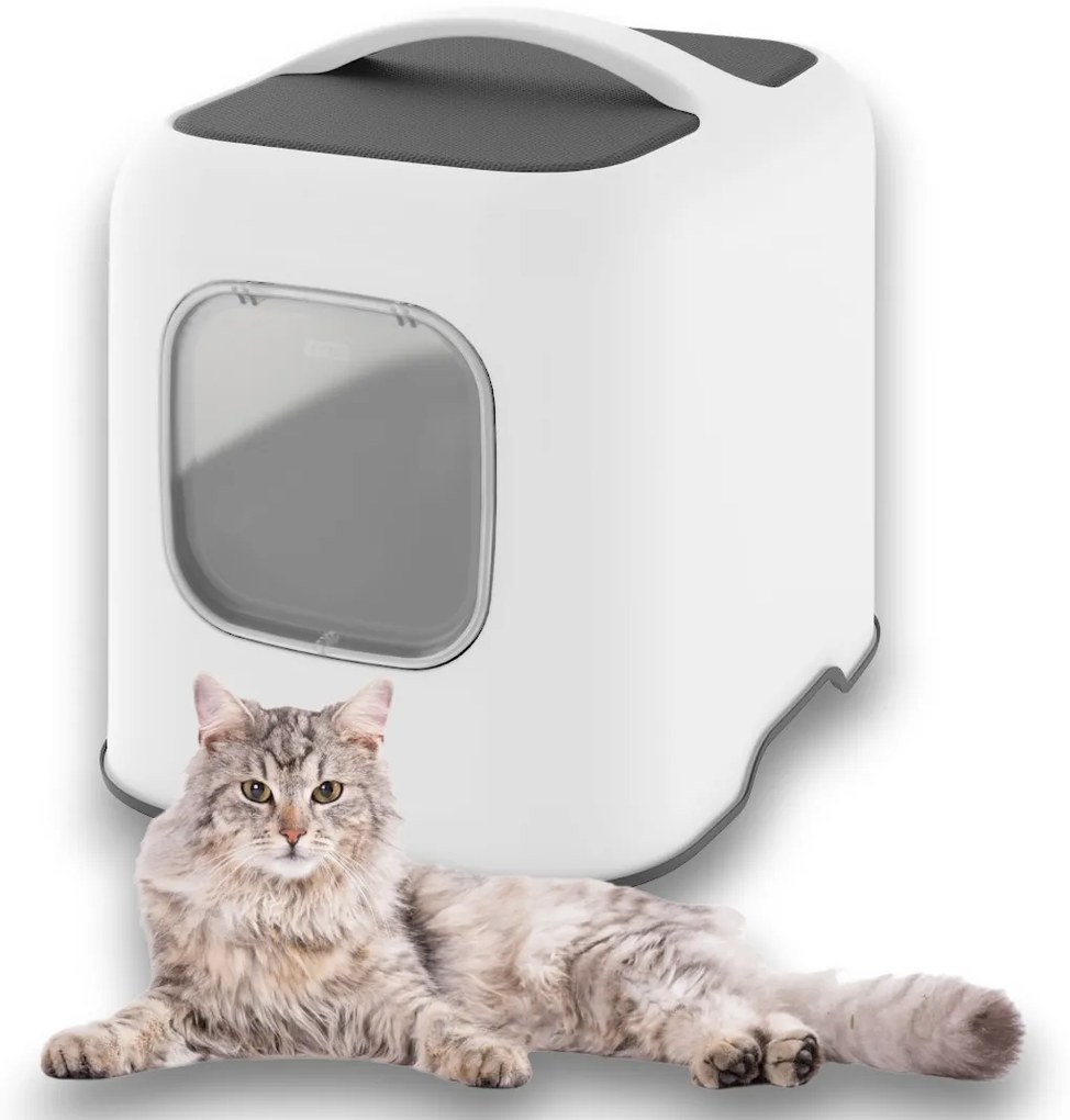 Mačacia toaleta, krytý záchod pre mačky s lopatkou CAT XL - biela