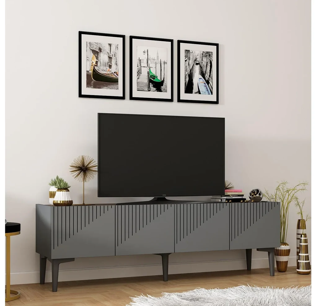 TV stolík/skrinka Tomune 4 (antracit + orech) . Vlastná spoľahlivá doprava až k Vám domov. 1095230