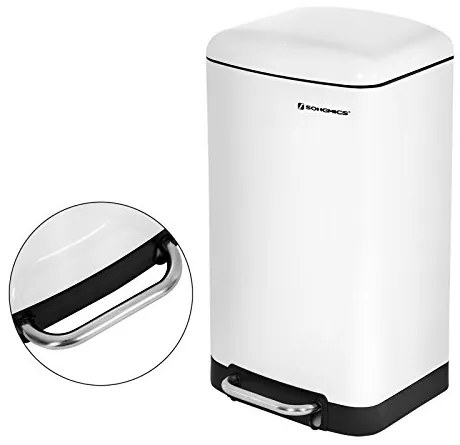 SongmicsHome Odpadkový kôš s pomalým zatváraním SLOW, 30l, biela