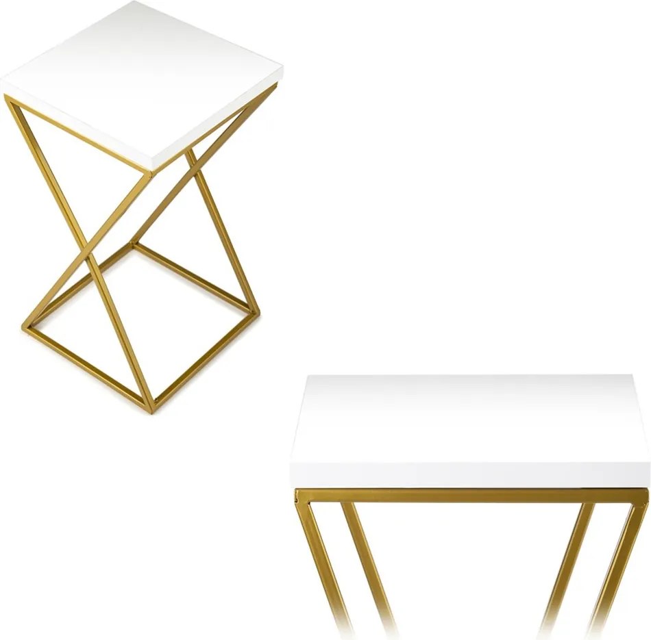 STOJAN NA KVETINÁČ LOFT7 40X24X24 CM ZLATÁ/BIELA