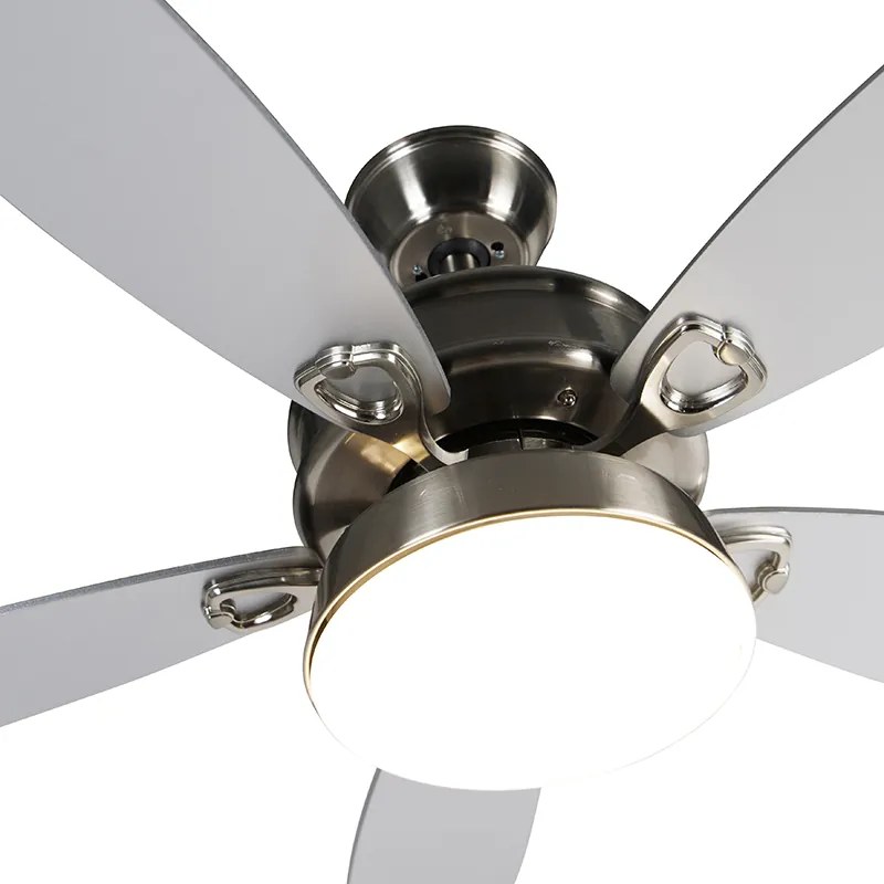 Oceľový stropný ventilátor s diaľkovým ovládaním vrátane LED - Malaki