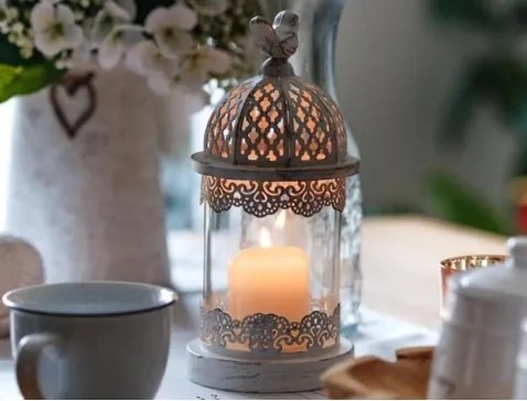 Lampáš Eglo 25 cm, biela antik s vtáčikom%