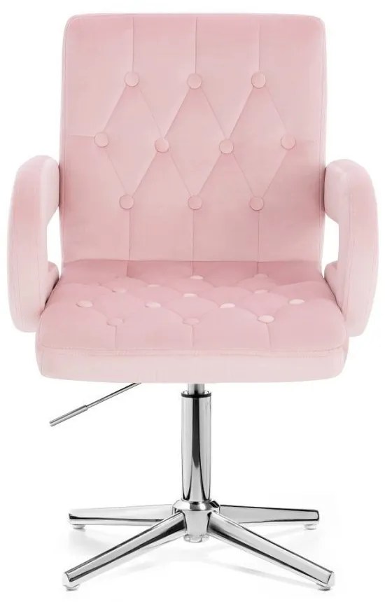 LuxuryForm DESIGN Stolička BOSTON VELUR na striebornom kríži - svetloružová