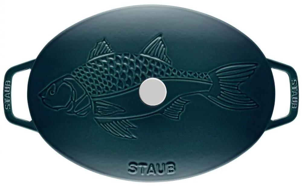 Liatinová panvica na ryby Staub s pokrievkou, morská modrá 32 cm, 11223337