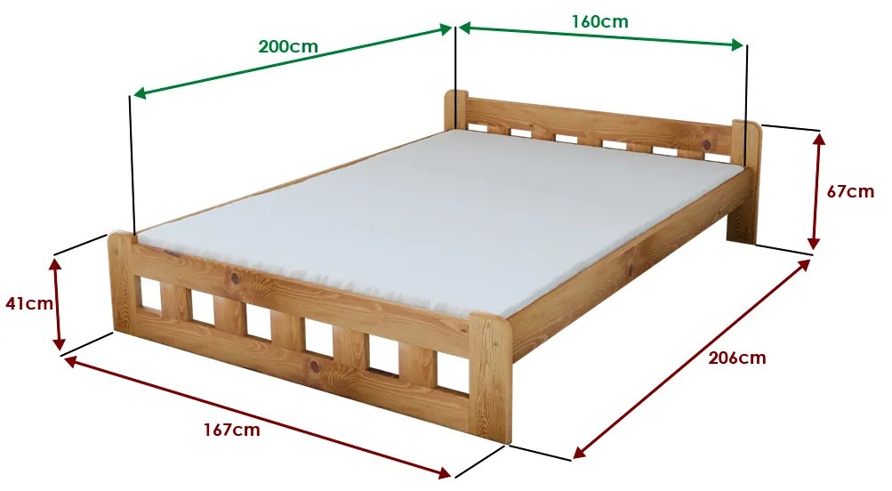 Posteľ Naomi zvýšená 160 x 200 cm, jelša Rošt: S lamelovým roštom, Matrac: Matrac COCO MAXI 19 cm