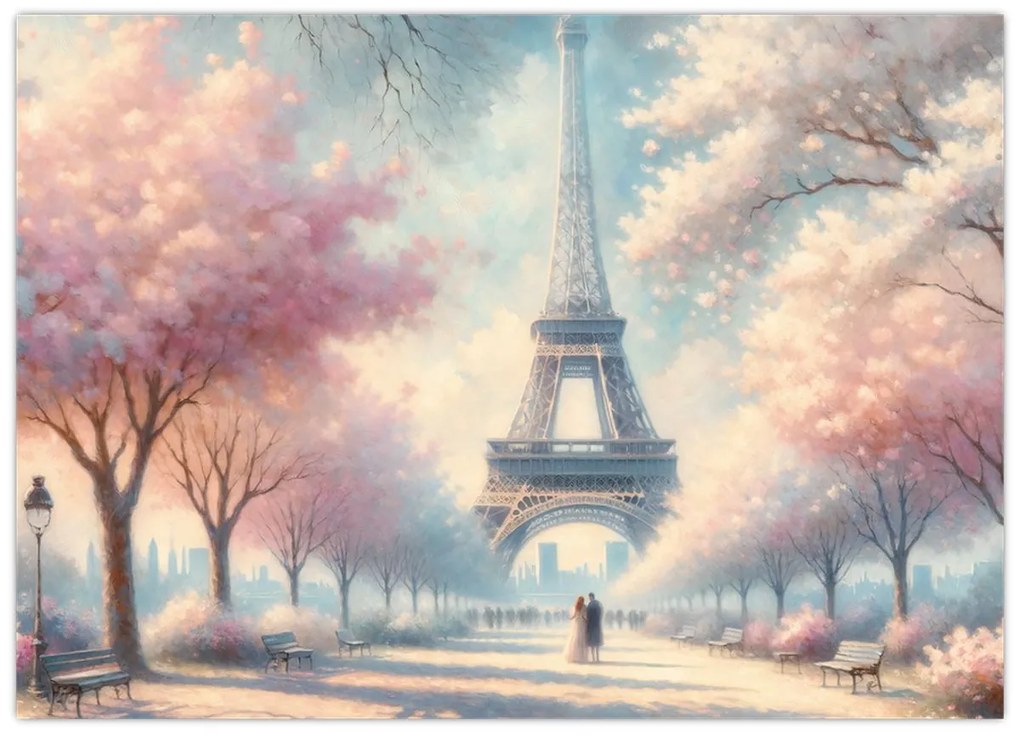 Sklenený obraz – Jar v Paríži (70x50 cm)