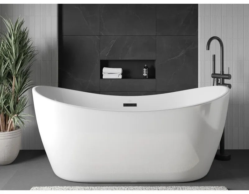 Mexen X-Wall-NR, polička na zapustenie pod obklad bez goliera 60 x 20 cm, čierna matná, 1971602010