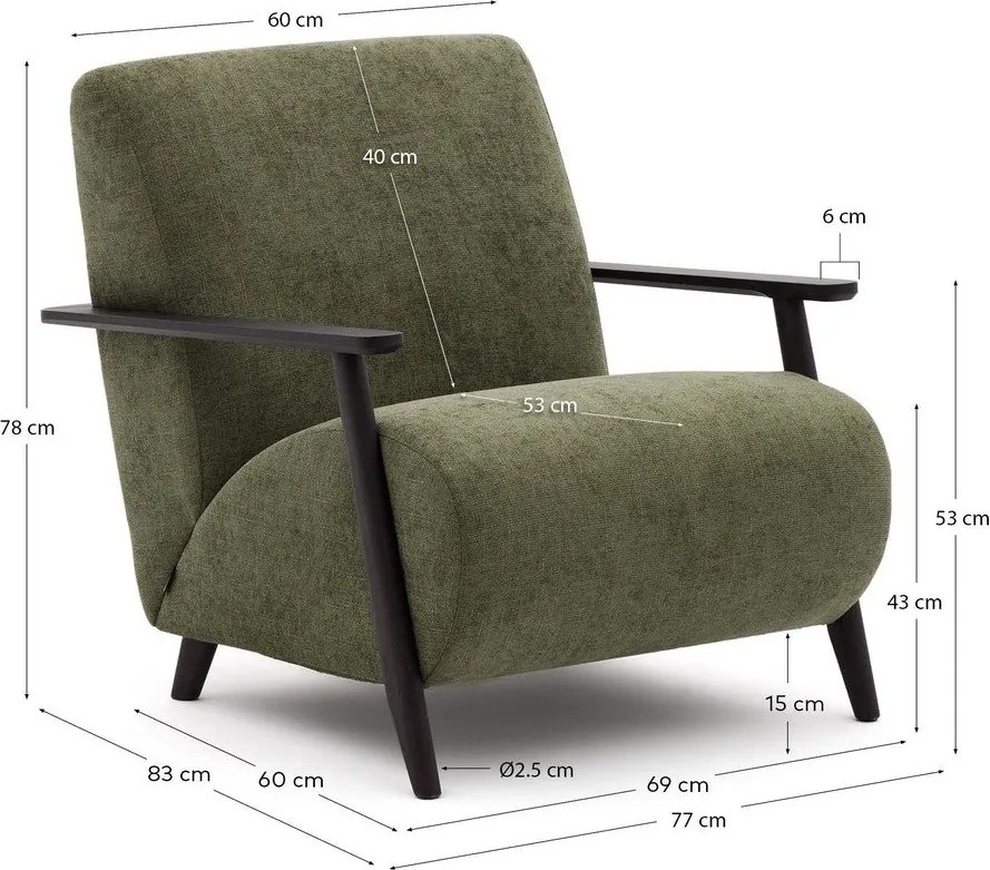 Zelené ženilkové kreslo Meghan – Kave Home