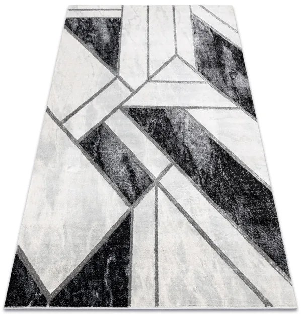 Koberec EMERALD exkluzívny 81953 glamour, styl marmur, geometrický čierny / strieborný