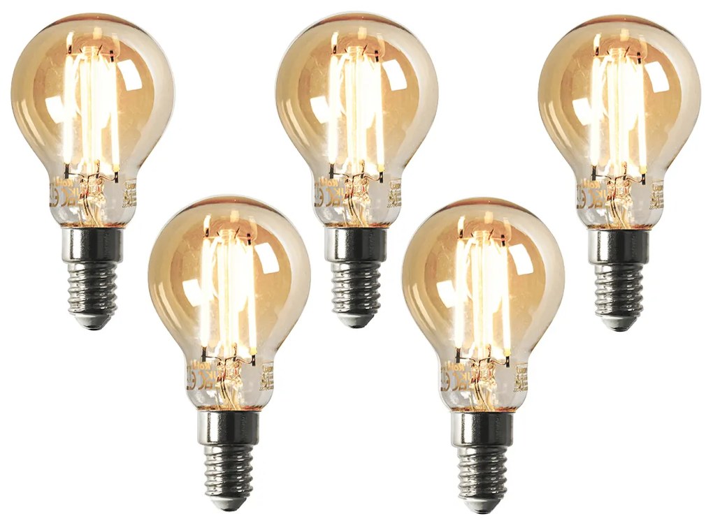 Sada 5 ks Smart E14 stmievateľná v Kelvinovej LED lampe P45 goldline 4,9W 470 lm 1800-4000K