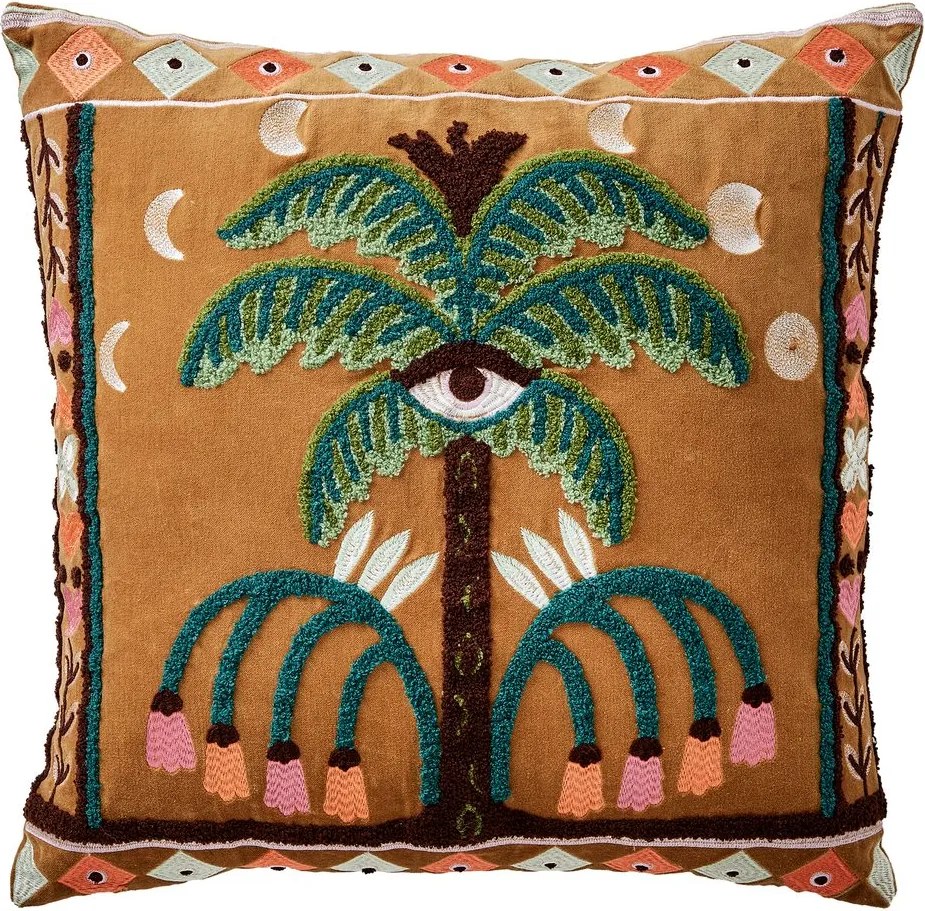 BOHEMIAN Vankúš palma 50 x 50 cm - hnedá