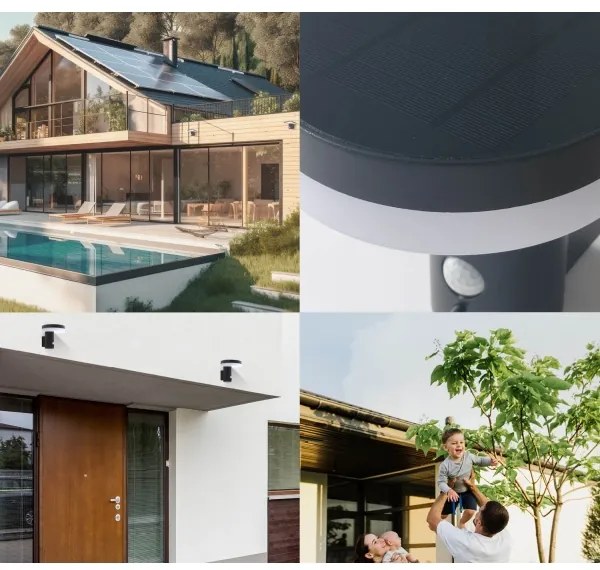 LED solárne nástenné svietidlo so senzorom SOLARIS3 LED/5,5W/3,7V 4000K IP44