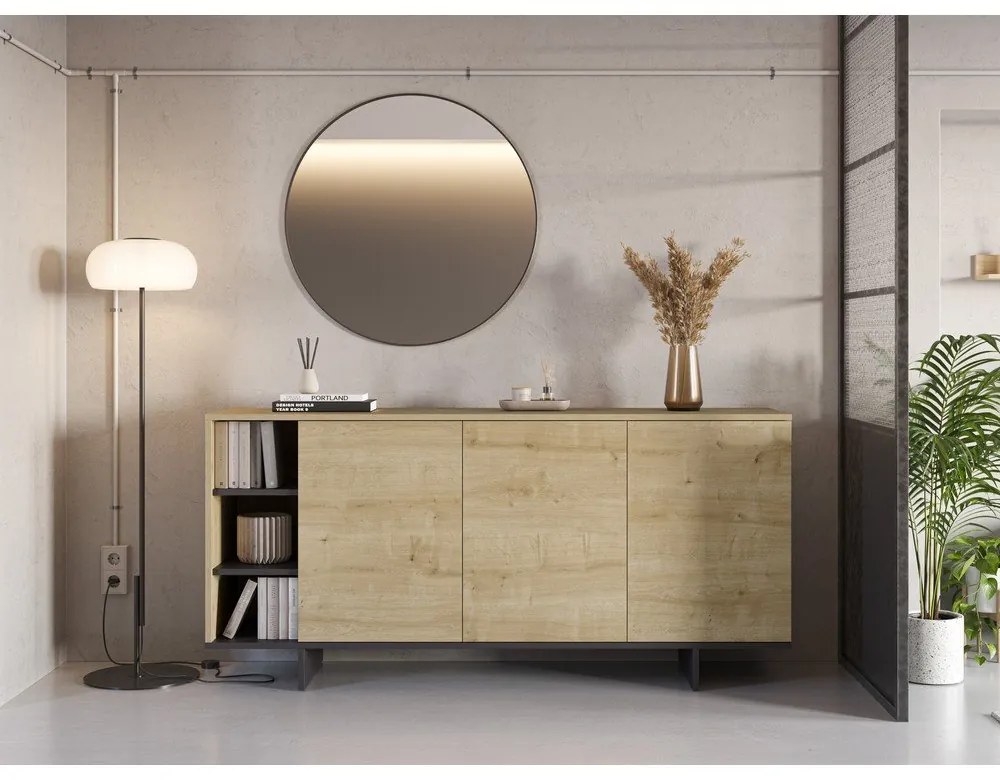 Nízka komoda v dekore duba v prírodnej farbe 170x80 cm Cequoia – Marckeric