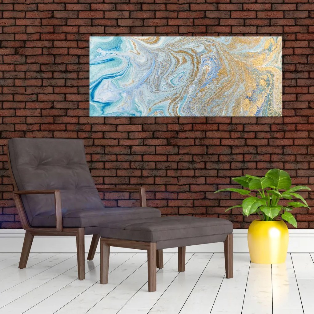 Obraz - Modrý mramor (120x50 cm)