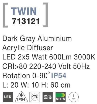 Vonkajšie LED lampa Twin