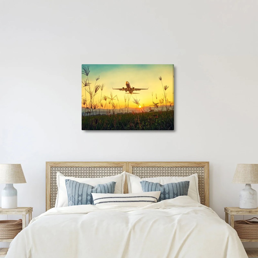 Obraz vzlietajúceho lietadla (70x50 cm)