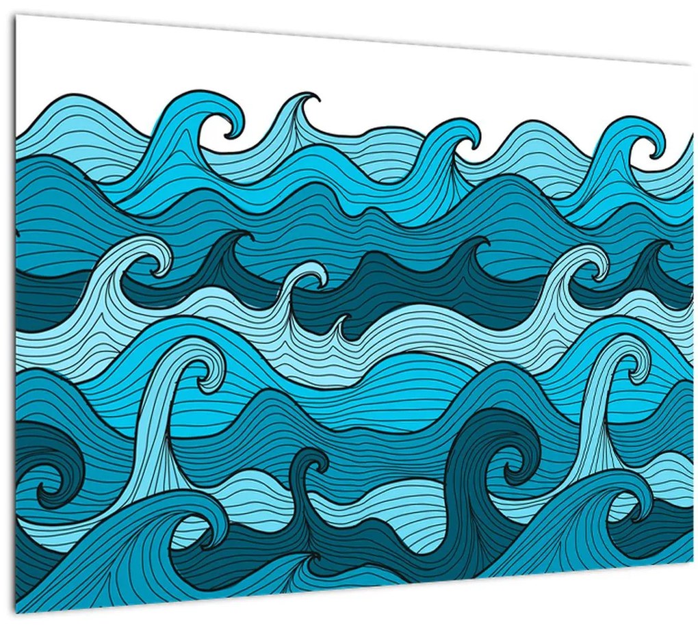 Sklenený obraz - Abstrakcia, more (70x50 cm)