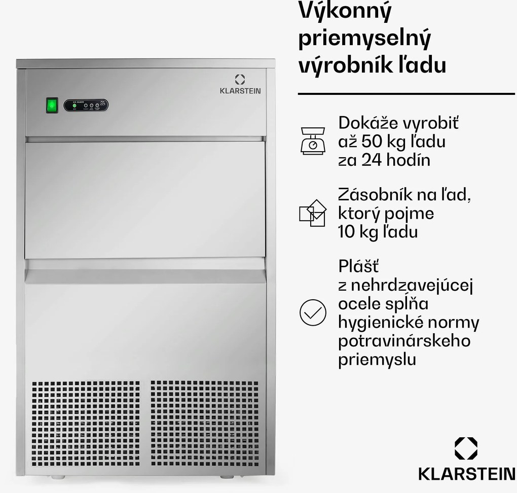 Klarstein Powericer XXXL, výrobník ľadu, priemyselné zariadenie na výrobu kociek ľadu, 260 W