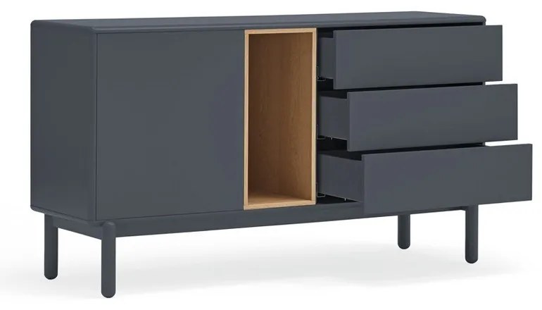 Tmavosivá nízka komoda 137x76 cm Corvo - Teulat