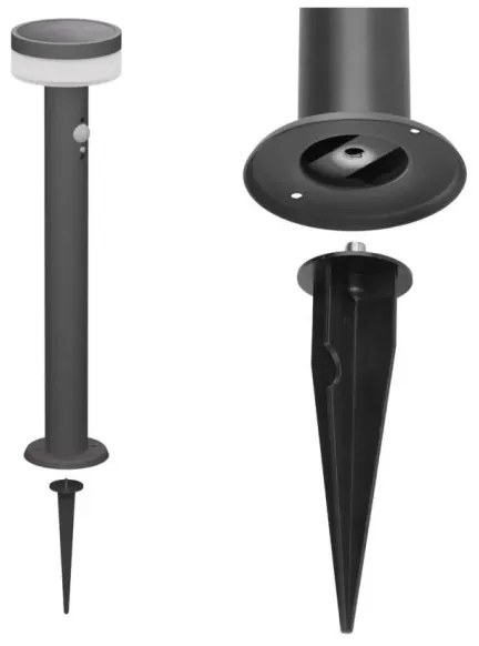 LED solárna lampa so senzorom LED/2W/3,7V 1200 mAh IP44 80 cm