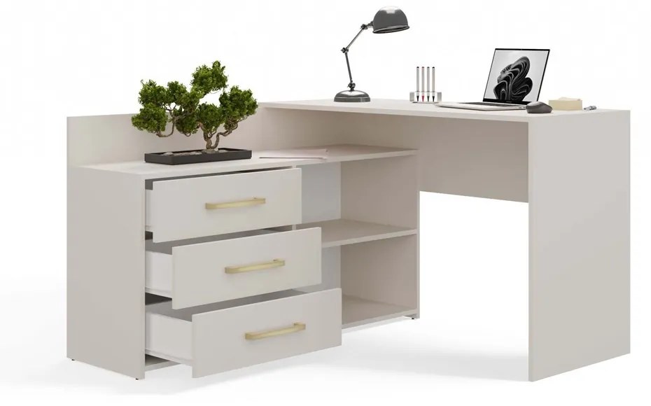 Rohový písací stôl + komoda DANY ľavý kašmírový