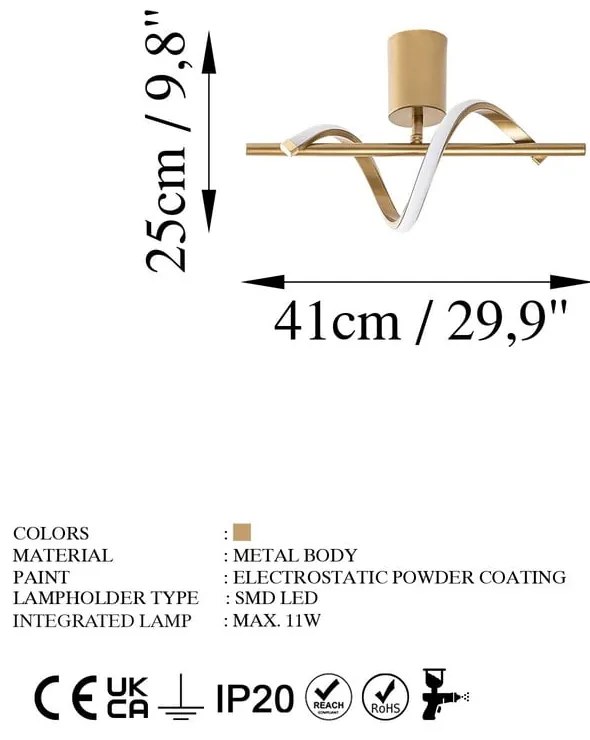 LED stropné svietidlo v zlatej farbe 7x41 cm Likma – Opviq lights