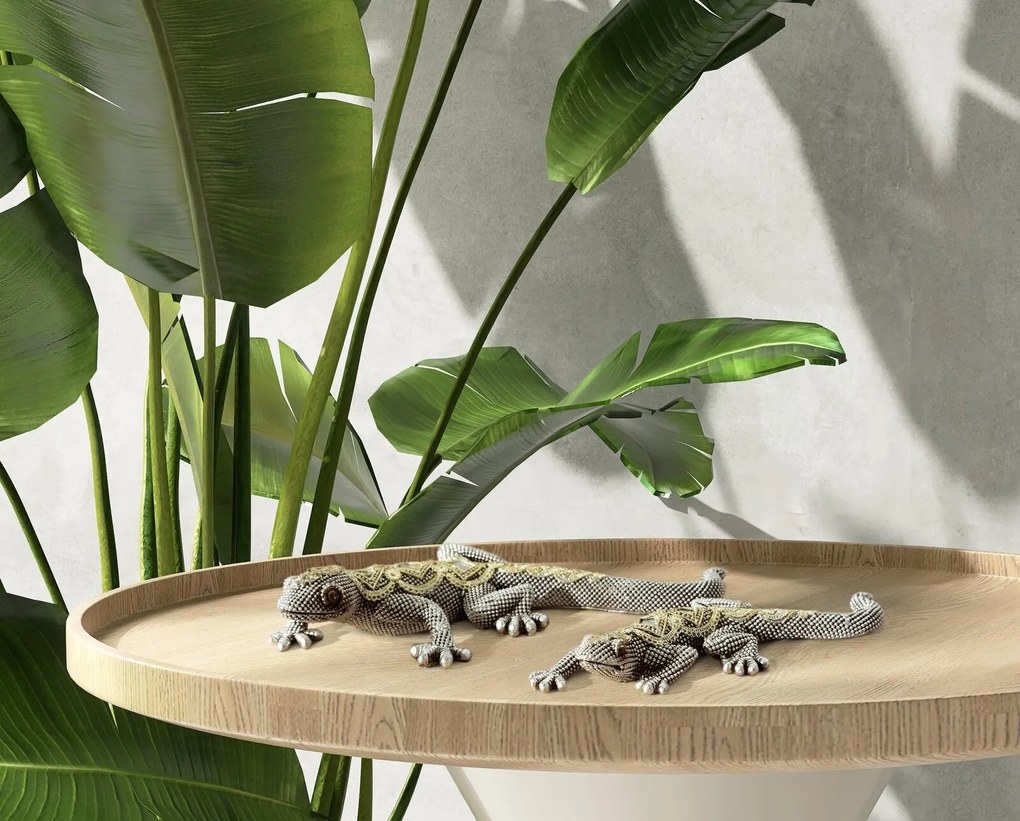 DEKORAČNÁ SOŠKA GATOS 25X11X5 CM STRIEBORNÁ