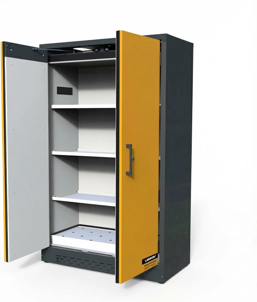 Požiarna skriňa na nebezpečné látky, typ 90, 1200 × 615 × 1950 mm, 2dverová
