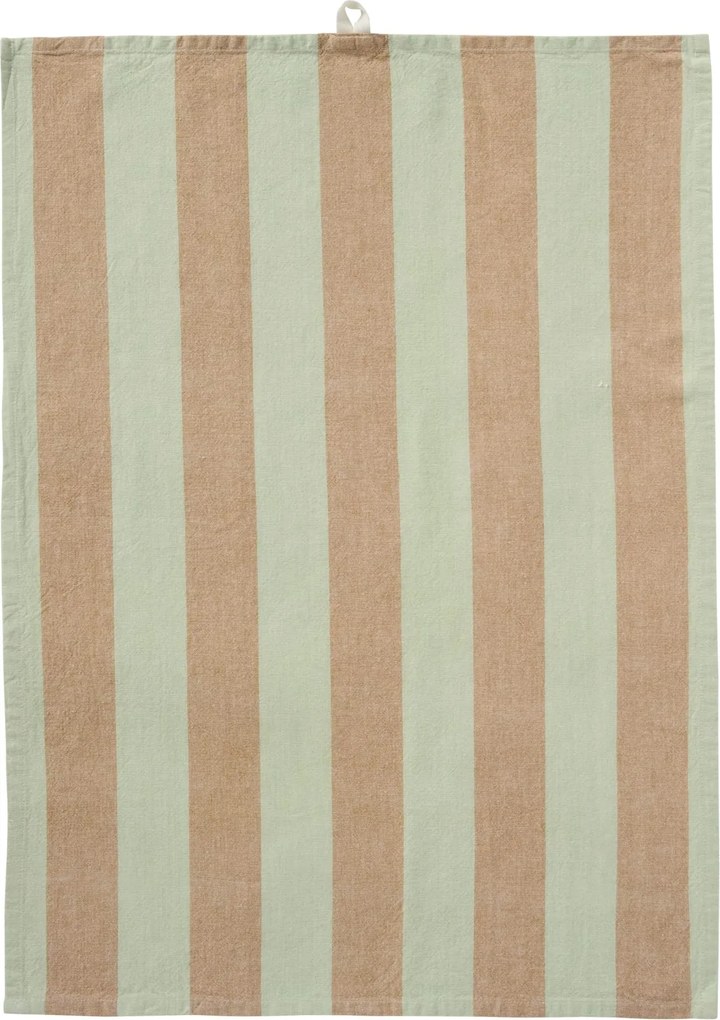 Ib Laursen Bavlnená utierka Linus Light Green / Light Brown 50 × 70 cm