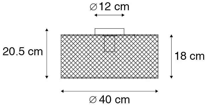 Priemyselné stropné svietidlo čierne - Drum Mesh