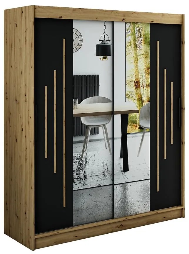 Skriňa Halifax Y1 180 Dub Artisan/čierna/Zrkadlo