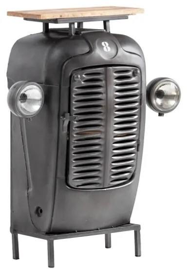 furniture-nabytek.cz - Masívny barový jedálenský stôl Traktor z kovu a dreva, lakovaný, šedý – 90×38×100 cm