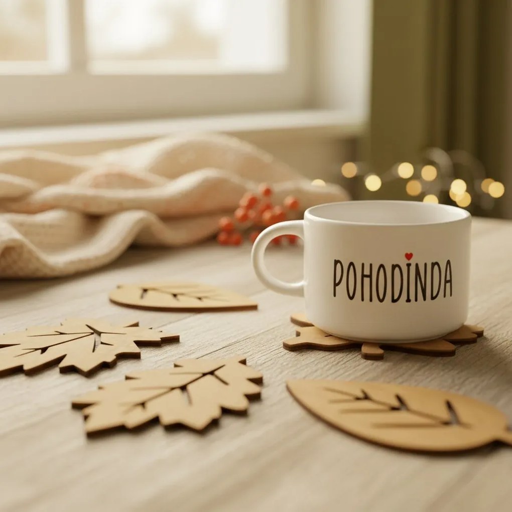 Drevené podložky pod poháre – Listy, 3 ks