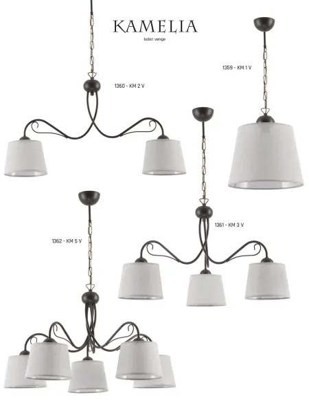 Jupiter 1359 - KM 1 V - Luster na reťazi KAMELIA 1xE27/60W/230V