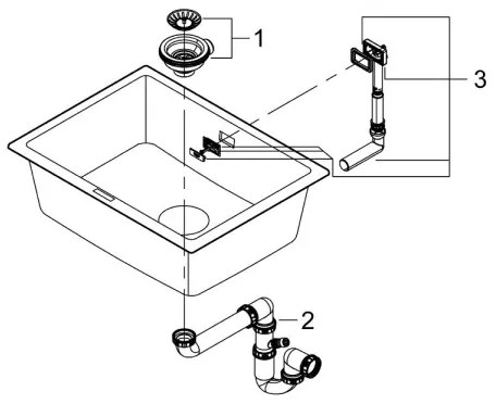 GROHE 31655AP0 - Drez K700U 610 × 460 mm čierny kameň/čierna