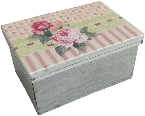 Kovová škatuľka Antic Line Stripes and Roses