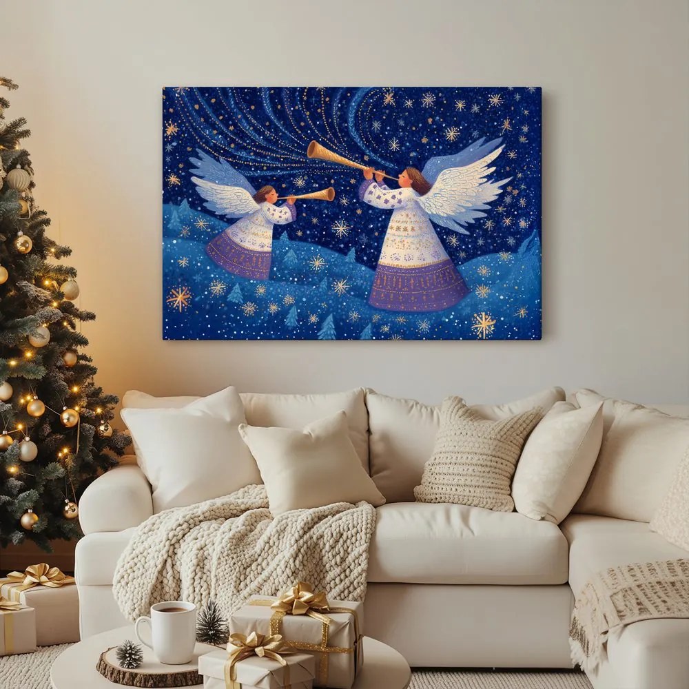Obraz vianoční anjeli v zimnej noci