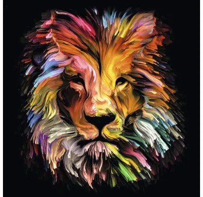 Sklenený obraz Colorful Lion Head 30x30