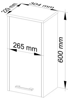 Kúpeľňová skrinka FIN W 30 cm 1D biela / sivá
