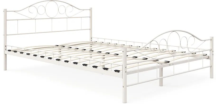 Kovový posteľový rám s lamelami v rôznych veľkostiach a farbách, 140x200 cm, Mimi, biely