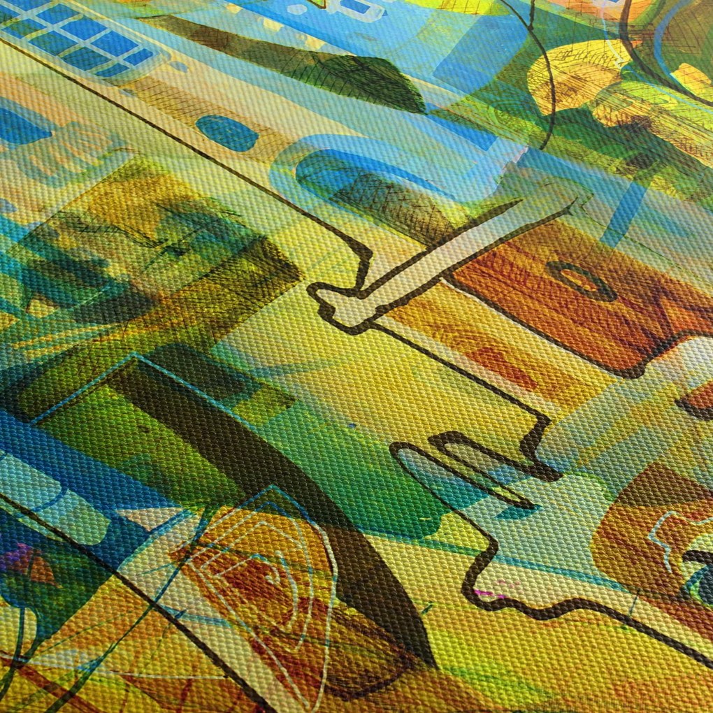 Obraz - Architektúra, kubistická abstrakcia (90x60 cm)