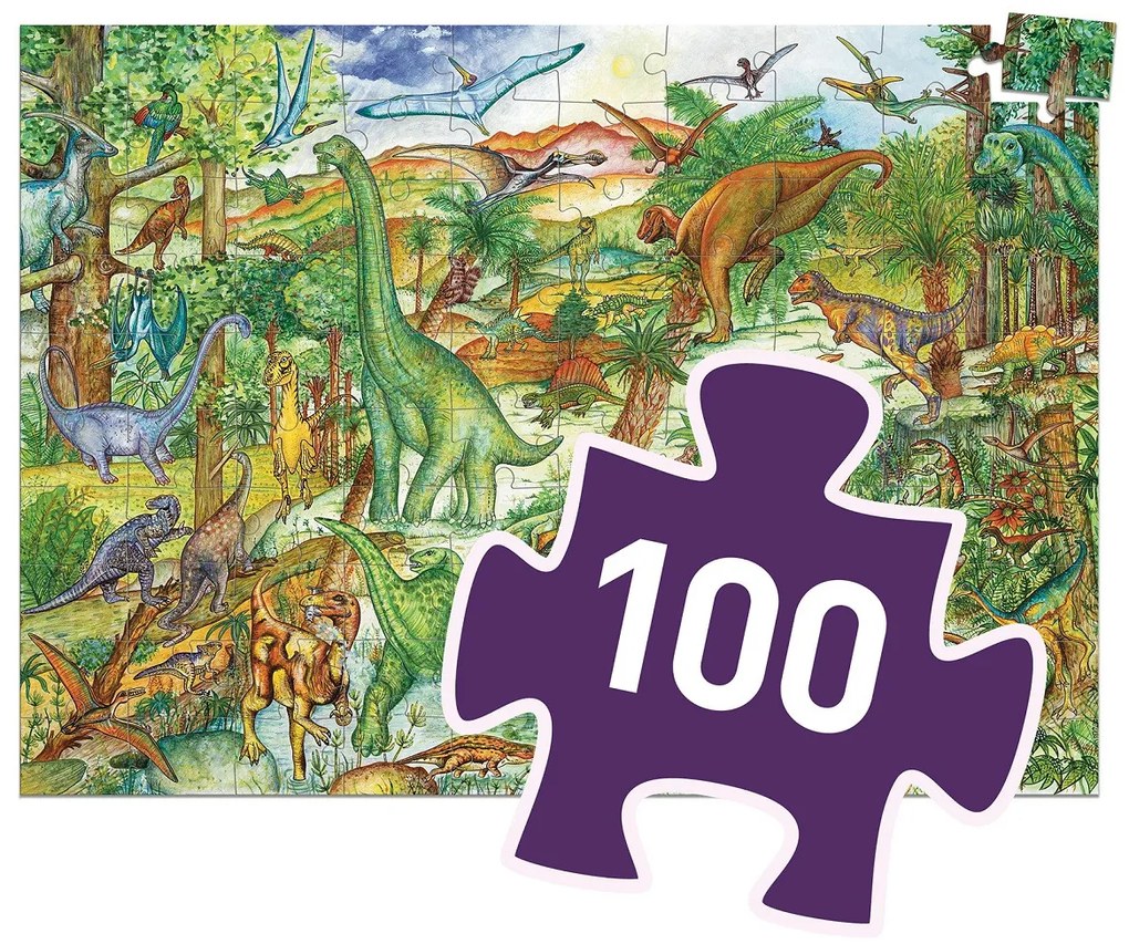 Vyhľadávacie puzzle s plagátom - Dinosaury - 100 ks