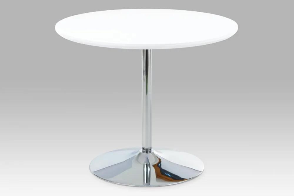 Jedálenský stôl AT-1901 WT biela vysoký lesk / chróm Autronic