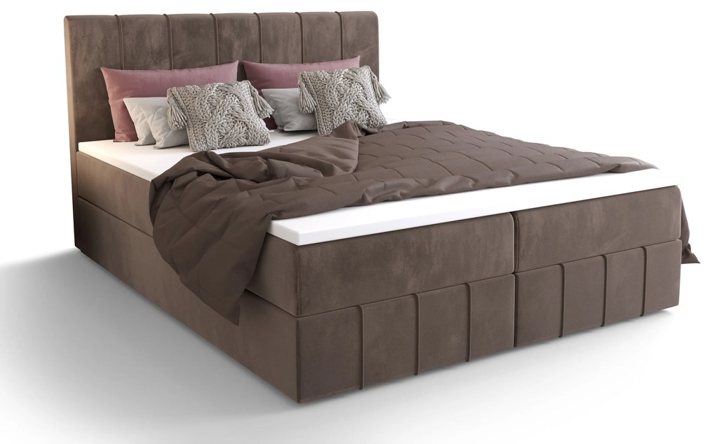 Manželská posteľ  Boxspring 140 cm Barack (hnedá) (s matracom a úložným priestorom). Akcia -20%. Vlastná spoľahlivá doprava až k Vám domov. 1046384