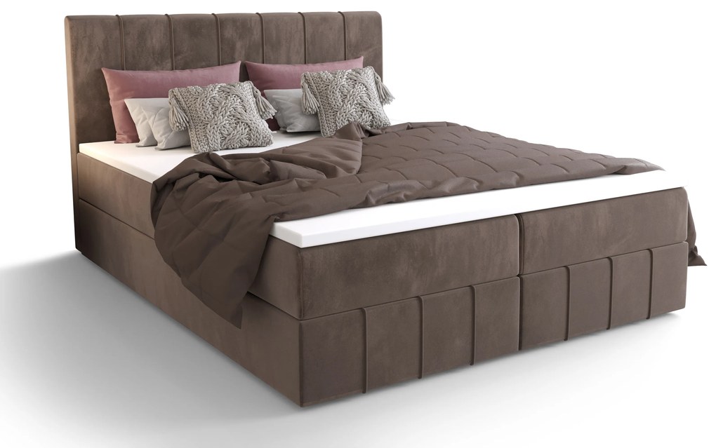 Manželská posteľ Boxspring 180 cm Barack (hnedá) (s matracom a úložným priestorom). Akcia -20%. Vlastná spoľahlivá doprava až k Vám domov. 1046400
