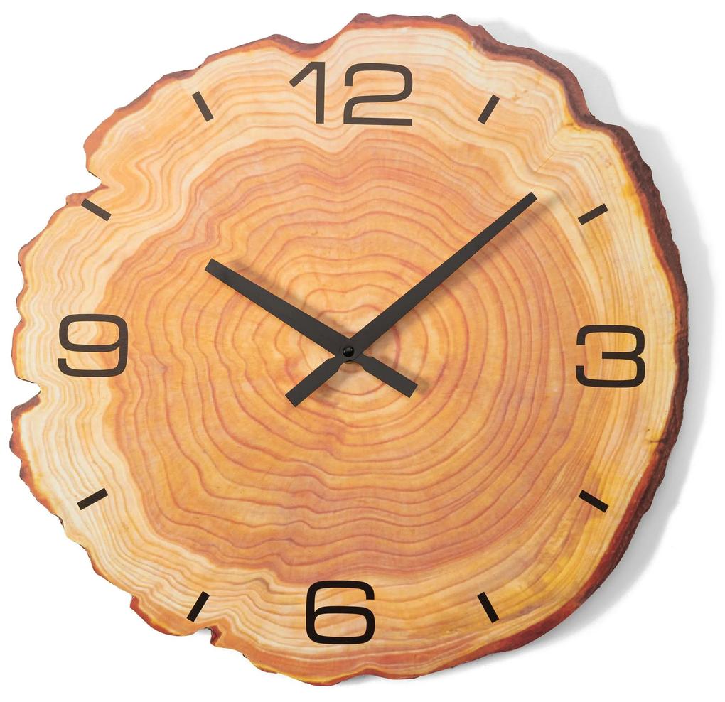 Tutumi, nástenné hodiny s imitáciou stromu 40cm MTZL20205, hnedá, ZEG-06936